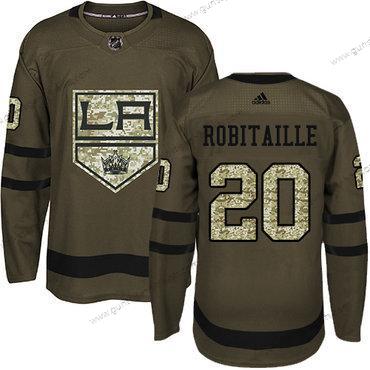 Adidas Herren Los Angeles Kings #20 Luc Robitaille Salute to Service Strickerei NHL Trikots – Grün