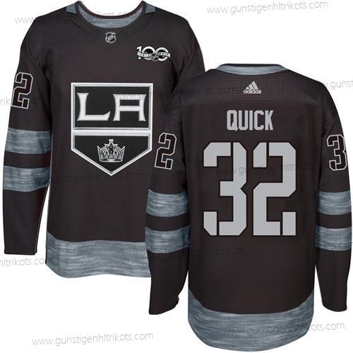 Adidas Herren Los Angeles Kings #32 Jonathan Quick 1917-2017 100th Jahrestag Strickerei NHL Trikots – Schwarz