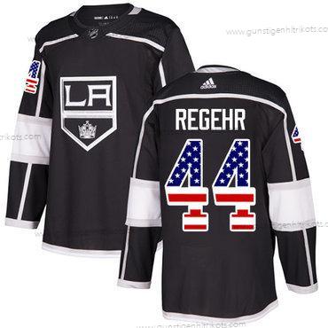 Adidas Herren Los Angeles Kings #44 Robyn Regehr Heimtrikots Authentisch USA Flag Strickerei NHL Trikots – Schwarz