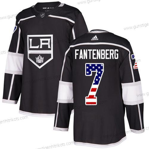 Adidas Herren Los Angeles Kings #7 Oscar Fantenberg Heimtrikots Authentisch USA Flag Strickerei NHL Trikots – Schwarz