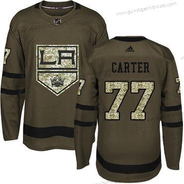 Adidas Herren Los Angeles Kings #77 Jeff Carter Salute to Service Strickerei NHL Trikots – Grün