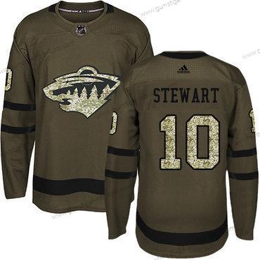 Adidas Herren Minnesota Wild #10 Chris Stewart Salute to Service Strickerei NHL Trikots – Grün