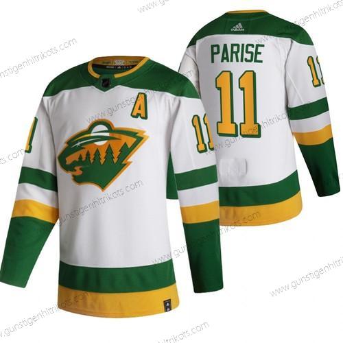 Adidas Herren Minnesota Wild #11 Zach Parise 2020-21 Rückseite Retro ersatzweise NHL Trikots – Weiß