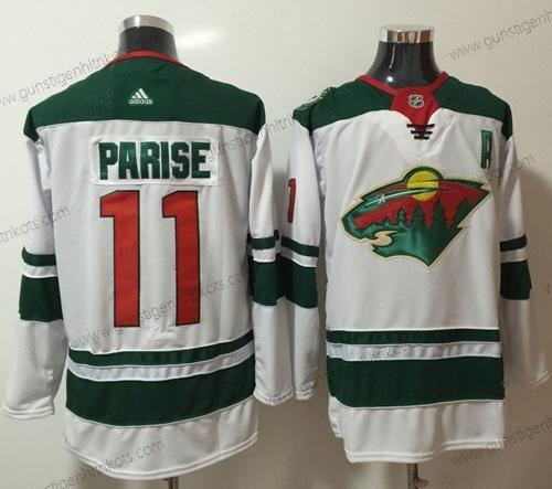 Adidas Herren Minnesota Wild #11 Zach Parise Road Authentisch Strickerei NHL Trikots – Weiß