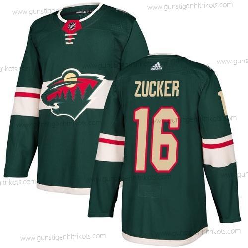 Adidas Herren Minnesota Wild #16 Jason Zucker Heimtrikots Authentisch Strickerei NHL Trikots – Grün