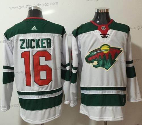 Adidas Herren Minnesota Wild #16 Jason Zucker Road Authentisch Strickerei NHL Trikots – Weiß