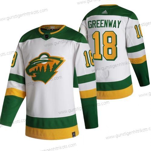 Adidas Herren Minnesota Wild #18 Jordan Grünway 2020-21 Rückseite Retro ersatzweise NHL Trikots – Weiß