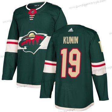 Adidas Herren Minnesota Wild #19 Luke Kunin Heimtrikots Authentisch Strickerei NHL Trikots – Grün