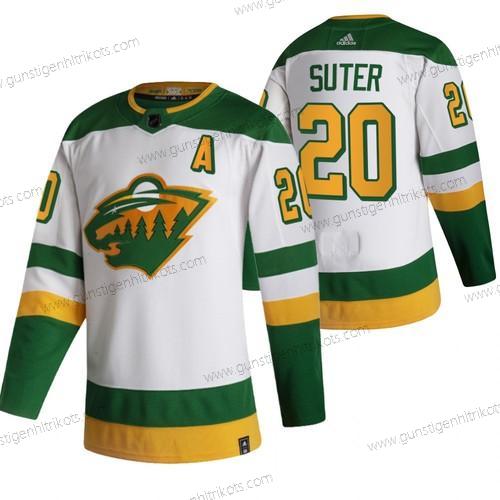 Adidas Herren Minnesota Wild #20 Ryan Suter 2020-21 Rückseite Retro ersatzweise NHL Trikots – Weiß