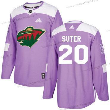 Adidas Herren Minnesota Wild #20 Ryan Suter Authentisch Bekämpft Krebs Strickerei NHL Trikots – Lila