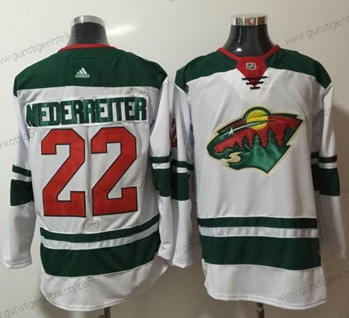 Adidas Herren Minnesota Wild #22 Nino Niederreiter Road Authentisch Strickerei NHL Trikots – Weiß