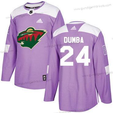 Adidas Herren Minnesota Wild #24 Matt Dumba Authentisch Bekämpft Krebs Strickerei NHL Trikots – Lila