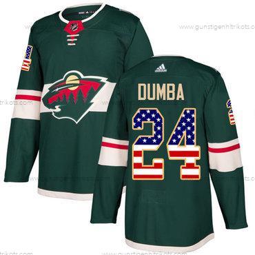 Adidas Herren Minnesota Wild #24 Matt Dumba Heimtrikots Authentisch USA Flag Strickerei NHL Trikots – Grün