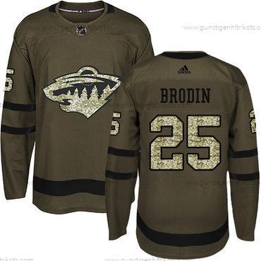 Adidas Herren Minnesota Wild #25 Jonas Brodin Salute to Service Strickerei NHL Trikots – Grün