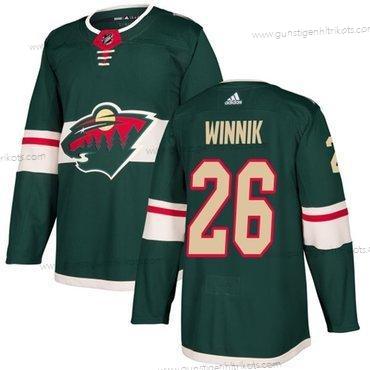 Adidas Herren Minnesota Wild #26 Daniel Winnik Heimtrikots Authentisch Strickerei NHL Trikots – Grün