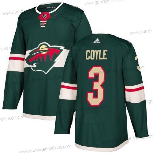 Adidas Herren Minnesota Wild #3 Charlie Coyle Heimtrikots Authentisch Strickerei NHL Trikots – Grün