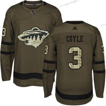 Adidas Herren Minnesota Wild #3 Charlie Coyle Salute to Service Strickerei NHL Trikots – Grün