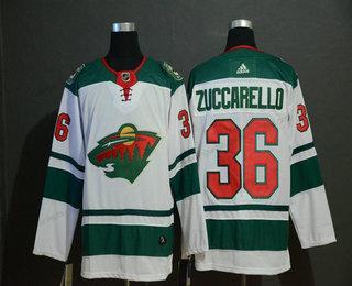 Adidas Herren Minnesota Wild #36 Mats Zuccarello Strickerei NHL Trikots – Grün Weiß