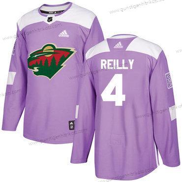 Adidas Herren Minnesota Wild #4 Mike Reilly Authentisch Bekämpft Krebs Strickerei NHL Trikots – Lila