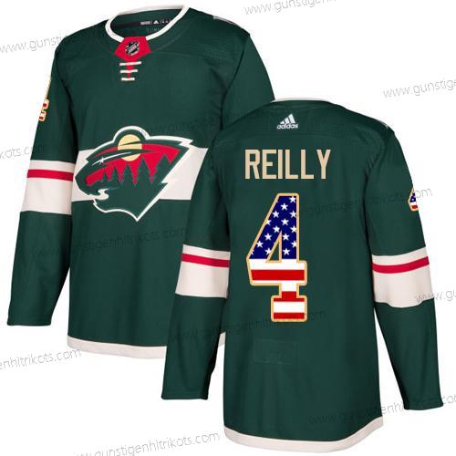 Adidas Herren Minnesota Wild #4 Mike Reilly Heimtrikots Authentisch USA Flag Strickerei NHL Trikots – Grün