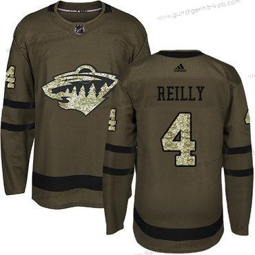 Adidas Herren Minnesota Wild #4 Mike Reilly Salute to Service Strickerei NHL Trikots – Grün