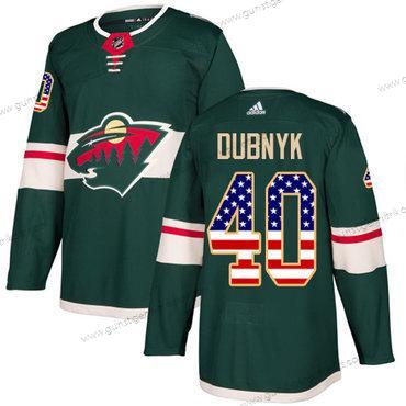 Adidas Herren Minnesota Wild #40 Devan Dubnyk Heimtrikots Authentisch USA Flag Strickerei NHL Trikots – Grün