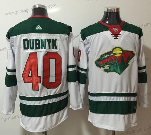 Adidas Herren Minnesota Wild #40 Devan Dubnyk Road Authentisch Strickerei NHL Trikots – Weiß