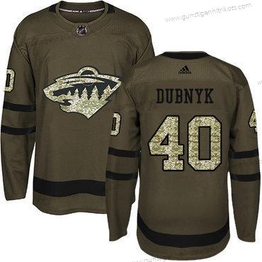 Adidas Herren Minnesota Wild #40 Devan Dubnyk Salute to Service Strickerei NHL Trikots – Grün