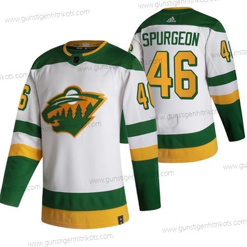 Adidas Herren Minnesota Wild #46 Jared Spurgeon 2020-21 Rückseite Retro ersatzweise NHL Trikots – Weiß