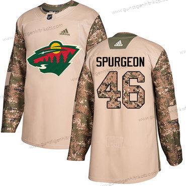 Adidas Herren Minnesota Wild #46 Jared Spurgeon Authentisch 2017 Veterans Day Strickerei NHL Trikots – Tarnfarbe