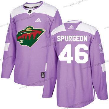 Adidas Herren Minnesota Wild #46 Jared Spurgeon Authentisch Bekämpft Krebs Strickerei NHL Trikots – Lila