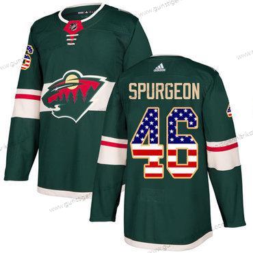 Adidas Herren Minnesota Wild #46 Jared Spurgeon Heimtrikots Authentisch USA Flag Strickerei NHL Trikots – Grün