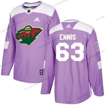 Adidas Herren Minnesota Wild #63 Tyler Ennis Authentisch Bekämpft Krebs Strickerei NHL Trikots – Lila