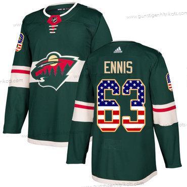 Adidas Herren Minnesota Wild #63 Tyler Ennis Heimtrikots Authentisch USA Flag Strickerei NHL Trikots – Grün