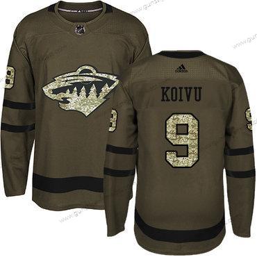 Adidas Herren Minnesota Wild #9 Mikko Koivu Salute to Service Strickerei NHL Trikots – Grün