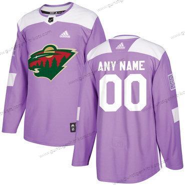 Adidas Herren Minnesota Wild Personalisiertes Hockey Bekämpft Krebs Praxis Trikots – Lila Rosa