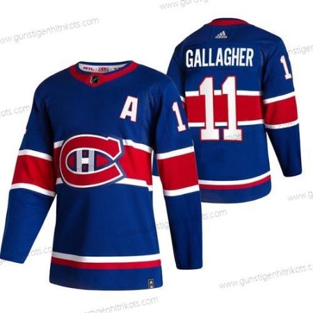 Adidas Herren Montreal Canadiens #11 Brendan Gallagher 2020-21 Rückseite Retro ersatzweise NHL Trikots – Blau