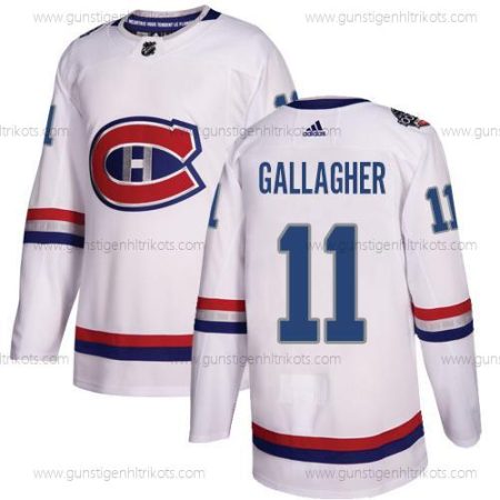 Adidas Herren Montreal Canadiens #11 Brendan Gallagher Authentisch 2017 100 Klassisch Strickerei NHL Trikots – Weiß