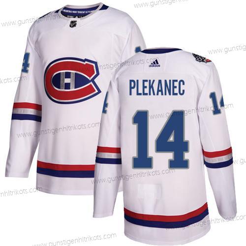 Adidas Herren Montreal Canadiens #14 Tomas Plekanec Authentisch 2017 100 Klassisch Strickerei NHL Trikots – Weiß