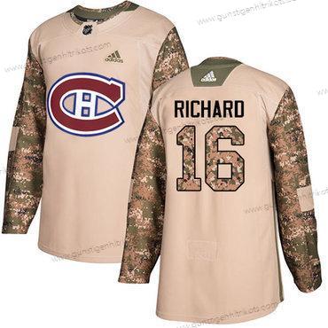 Adidas Herren Montreal Canadiens #16 Henri Richard Authentisch 2017 Veterans Day Strickerei NHL Trikots – Tarnfarbe