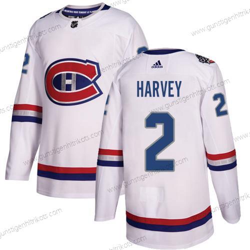 Adidas Herren Montreal Canadiens #2 Doug Harvey Authentisch 2017 100 Klassisch Strickerei NHL Trikots – Weiß