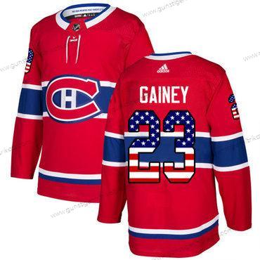 Adidas Herren Montreal Canadiens #23 Bob Gainey Heimtrikots Authentisch USA Flag Strickerei NHL Trikots – Rot