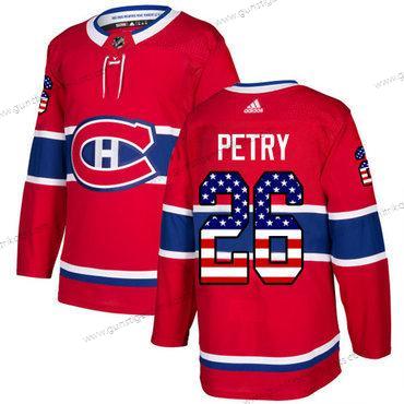 Adidas Herren Montreal Canadiens #26 Jeff Petry Heimtrikots Authentisch USA Flag Strickerei NHL Trikots – Rot