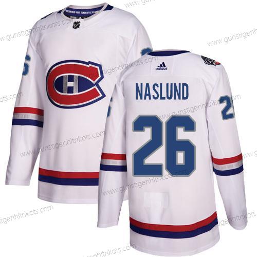 Adidas Herren Montreal Canadiens #26 Mats Naslund Authentisch 2017 100 Klassisch Strickerei NHL Trikots – Weiß