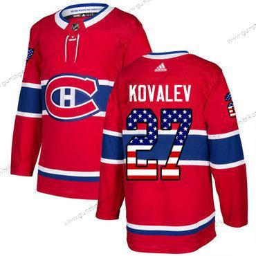 Adidas Herren Montreal Canadiens #27 Alexei Kovalev Heimtrikots Authentisch USA Flag Strickerei NHL Trikots – Rot