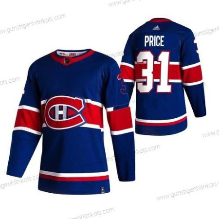 Adidas Herren Montreal Canadiens #31 Carey Price 2020-21 Rückseite Retro ersatzweise NHL Trikots – Blau