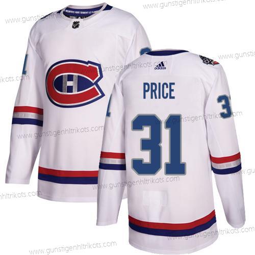 Adidas Herren Montreal Canadiens #31 Carey Price Authentisch 2017 100 Klassisch Strickerei NHL Trikots – Weiß