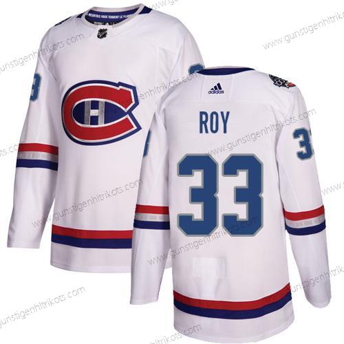 Adidas Herren Montreal Canadiens #33 Patrick Roy Authentisch 2017 100 Klassisch Strickerei NHL Trikots – Weiß