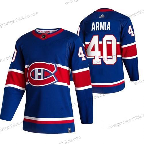 Adidas Herren Montreal Canadiens #40 Joel Armia 2020-21 Rückseite Retro ersatzweise NHL Trikots – Blau