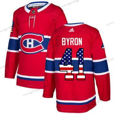 Adidas Herren Montreal Canadiens #41 Paul Byron Heimtrikots Authentisch USA Flag Strickerei NHL Trikots – Rot